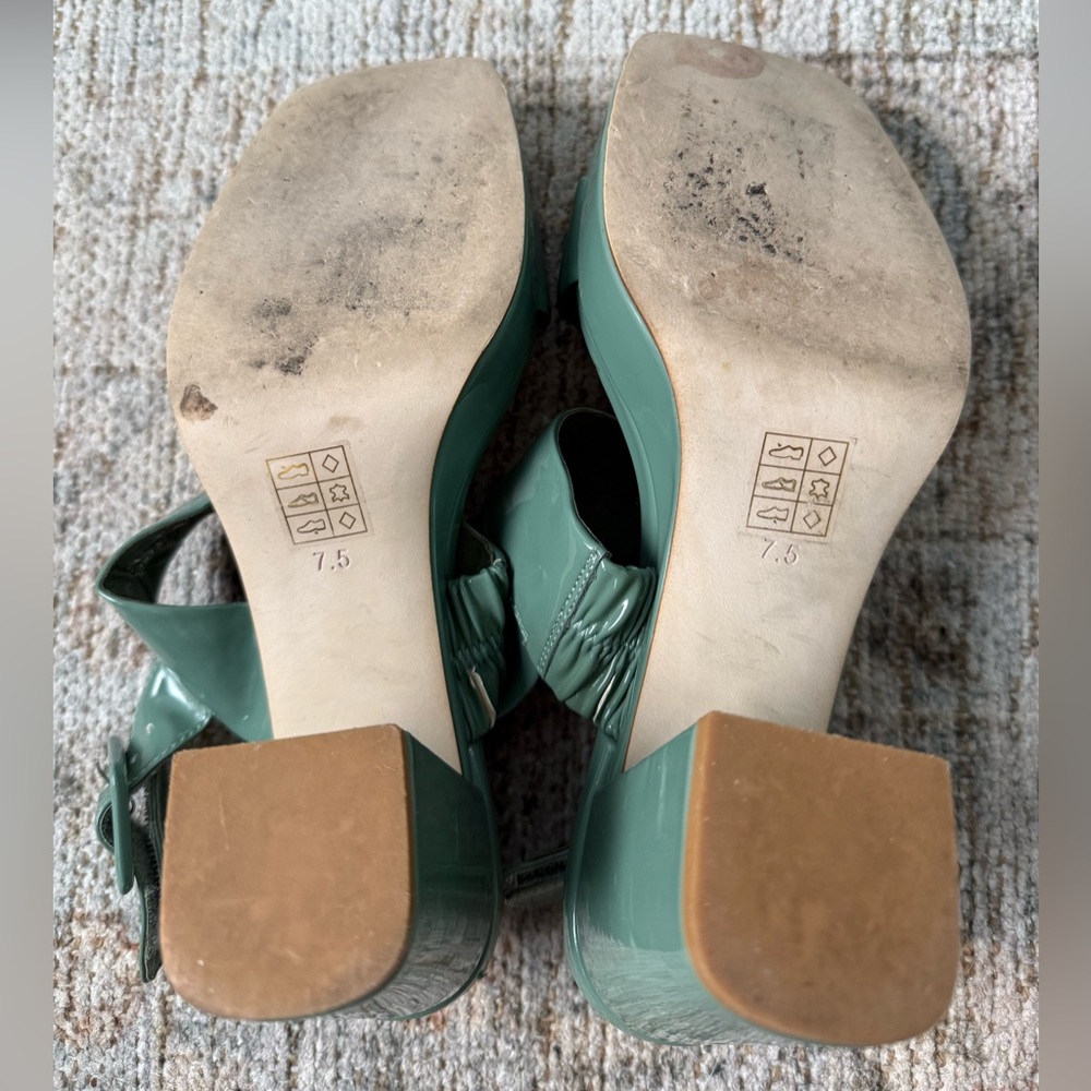Jeffrey Campbell Green Patent Leather Block Heel Sandals - Picture 7 of 7